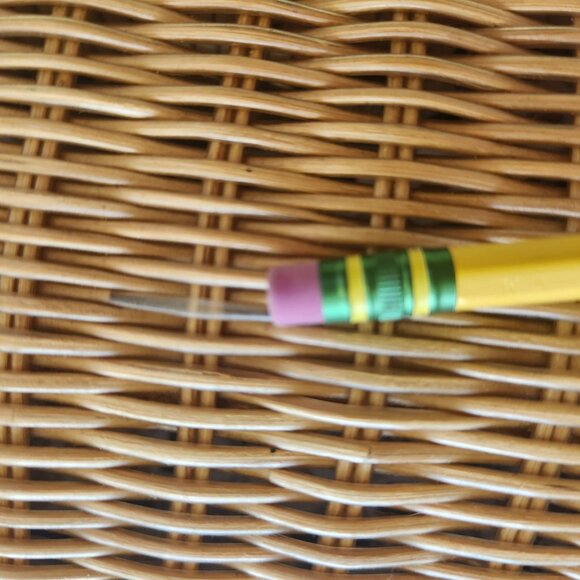 Vintage 1960's Woven Plastic Wicker Handbag Purse Leather Retro Cottagecore Cute - Picture 12 of 16